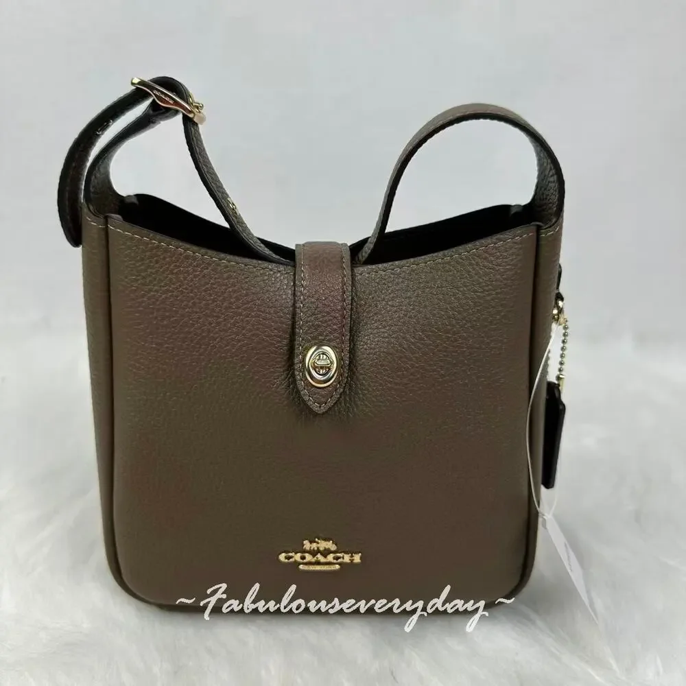 Coach Hadley Mini Crossbody Bag In Leather/Gold/Dark Stone CAL60 NWT
